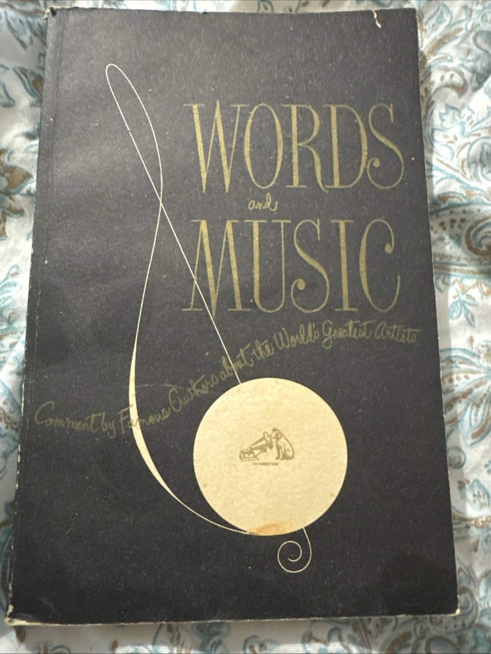 Vintage "Words and Music" Decorative Book in Black and Gold